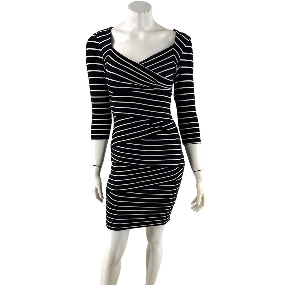 White House Black Market Dress Size 4 Petite Striped Bodycon Cocktail Stretch